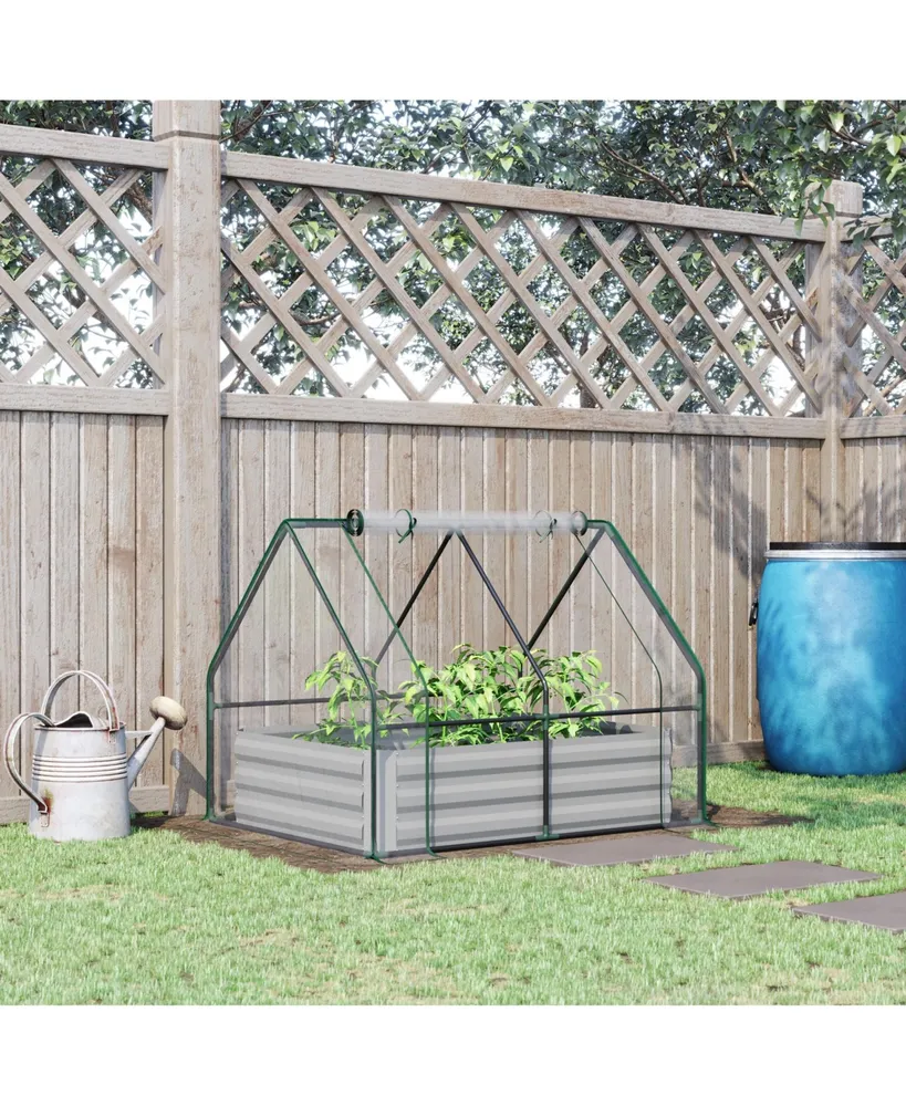 Steel Raised Garden Bed Planter Kit w/ Greenhouse, for Dual Use