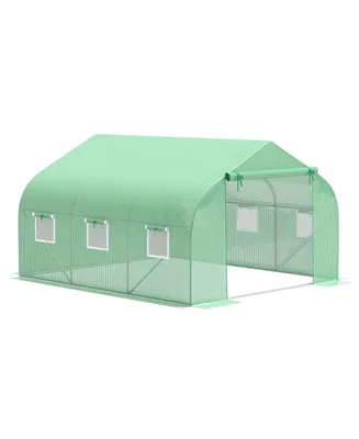 Outsunny Greenhouse 12' x 10' x 7' Large Portable Walk-in Green House Gardening