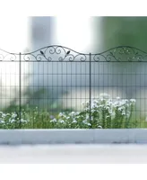 Outsunny Backyard Garden Decorative Fencing with 4 Panels and Steel Wire Frame