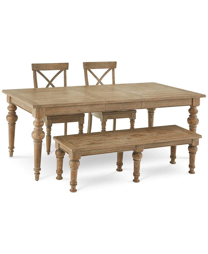 Closeout! Sonora 4-pc. Dining Set (Rectangular Expandable Table + X-Back Side Chairs + Bench