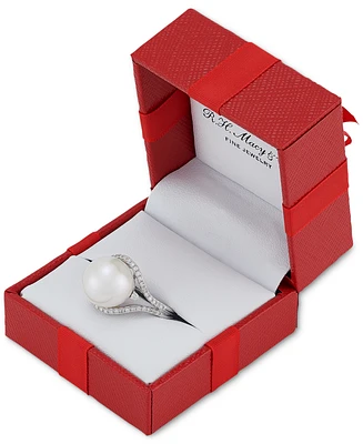 Honora Cultured White Ming Pearl (11-13mm) & Diamond (1/3 ct. t.w.) Ring 14k Gold