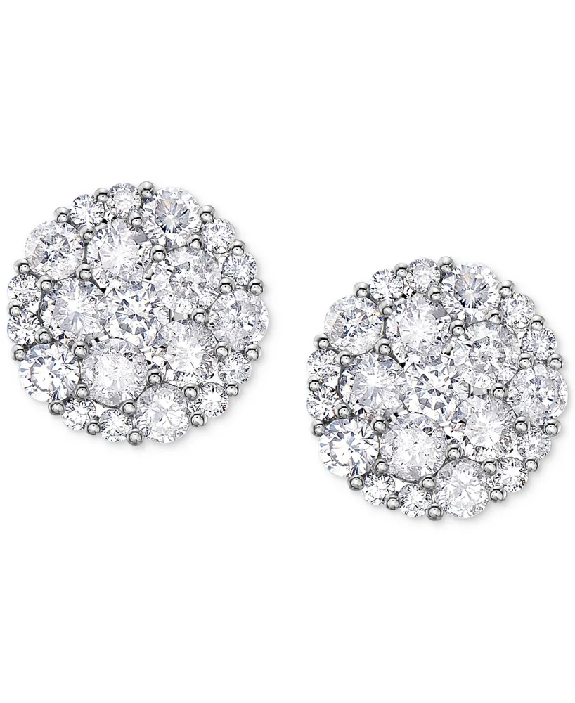 Diamond Cluster Stud Earrings (2 ct. t.w.) in 14k White Gold