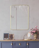 Rounded Rectangle Bathroom Framed Decorative Wall Mirror, 27.5" x 19.7"