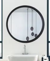 Round Wood Frame Bathroom Vanity Wall Mirror