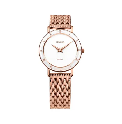 Roma Swiss Rose Gold Plated Ladies 30mm Watch - White Dial