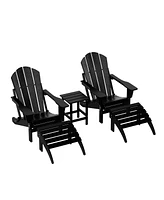 WestinTrends 5 Piece Outdoor Adirondack Folding Chair with Ottoman Side Table Set