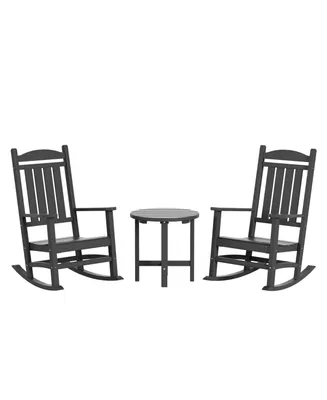 WestinTrends 3 Piece Outdoor Porch Rocking Chairs with Round Side Table Set