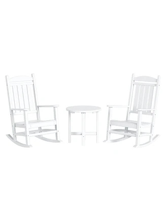 WestinTrends 3 Piece Outdoor Porch Rocking Chairs with Round Side Table Set