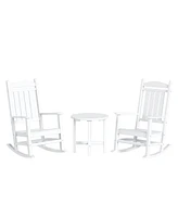 WestinTrends 3 Piece Outdoor Porch Rocking Chairs with Round Side Table Set