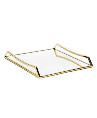 Classic Touch Square Mirror Tray with Handles