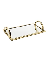 Classic Touch Rectangular Mirror Tray with Handles