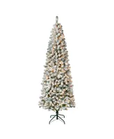 National Tree Company First Traditions 7.5' Acacia Flocked Tree with Clear Lights
