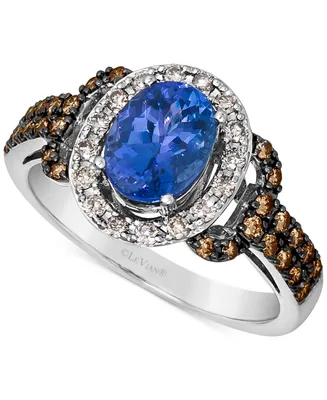 Le Vian Blueberry Tanzanite (1 ct. t.w.) & Diamond (1/2 ct. t.w.) Halo Ring in 14k White Gold