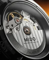 Mido Men's Swiss Automatic Multifort Skeleton Vertigo Black and Orange Fabric Strap Watch 42mm