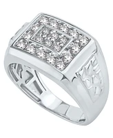 Men's Diamond Cluster Nugget Detail Ring (1 ct. t.w.) 10k Gold