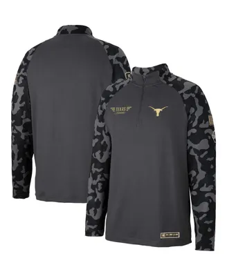 Men's Colosseum Charcoal Texas Longhorns Oht Military-Inspired Appreciation Long Range Raglan Quarter-Zip Jacket