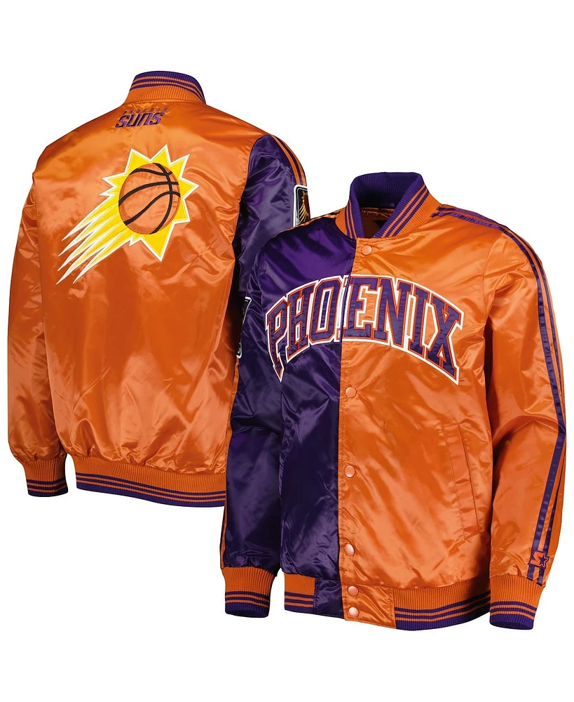 Men's Starter Purple, Orange Phoenix Suns Fast Break Satin Full-Snap Jacket