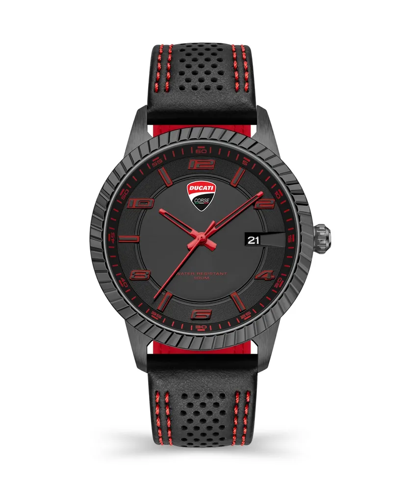 Ducati Corse Men's Podio Collection Timepiece Black Genuine Leather Strap  Watch, 44mm | Hawthorn Mall