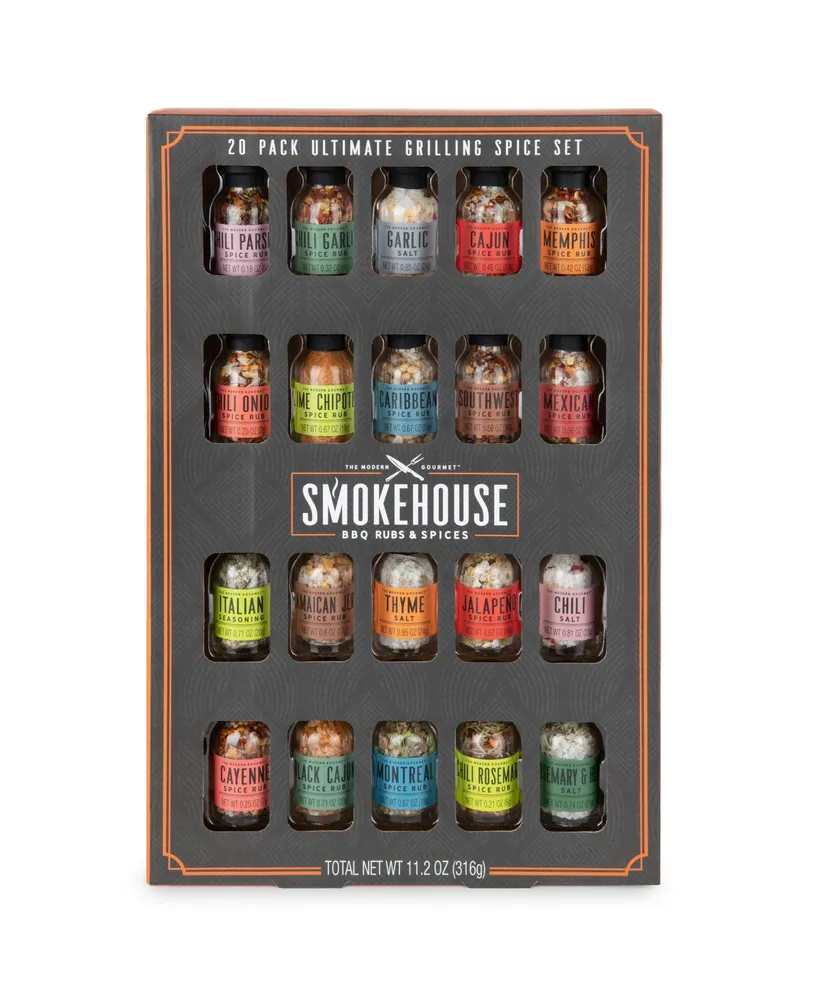 Smokehouse by Thoughtfully, BBQ Grilling Case and Rubs Gift Set, Set of 18