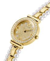 Guess Women's Gold-Tone Glitz Stainless Steel Bracelet Watch, 30mm