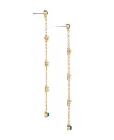 Ettika Green Opal Linear Earrings in 18K Gold Plating