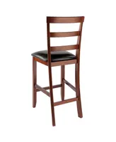 Winsome Simone 2-Piece Wood Cushion Ladder-Back Counter Stool Set