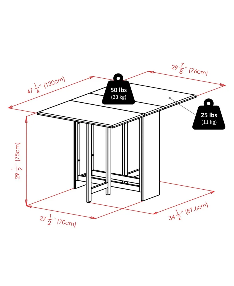 Winsome Clara 29.53" Wood Double Drop Leaf Dining Table