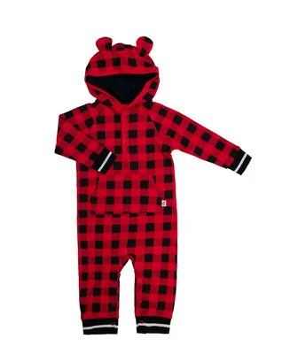 Snugabye Baby Boys or Girls Buffalo Plaid Hooded Jumpsuit