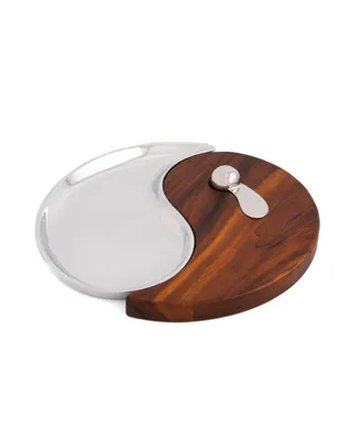 Nambe Yin Yang Cheese Board with Spreader, 2 Piece Set