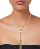 Citrine (1-3/4 ct. t.w.) & White Topaz (7/8 Tassel 18" Lariat Necklace 14k Gold-Plated Sterling Silver (Also Swiss Blue Topaz)