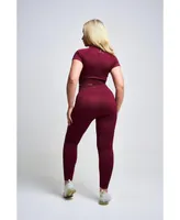 Women's Avira Panel recycled Seamless Legging - Burgundy