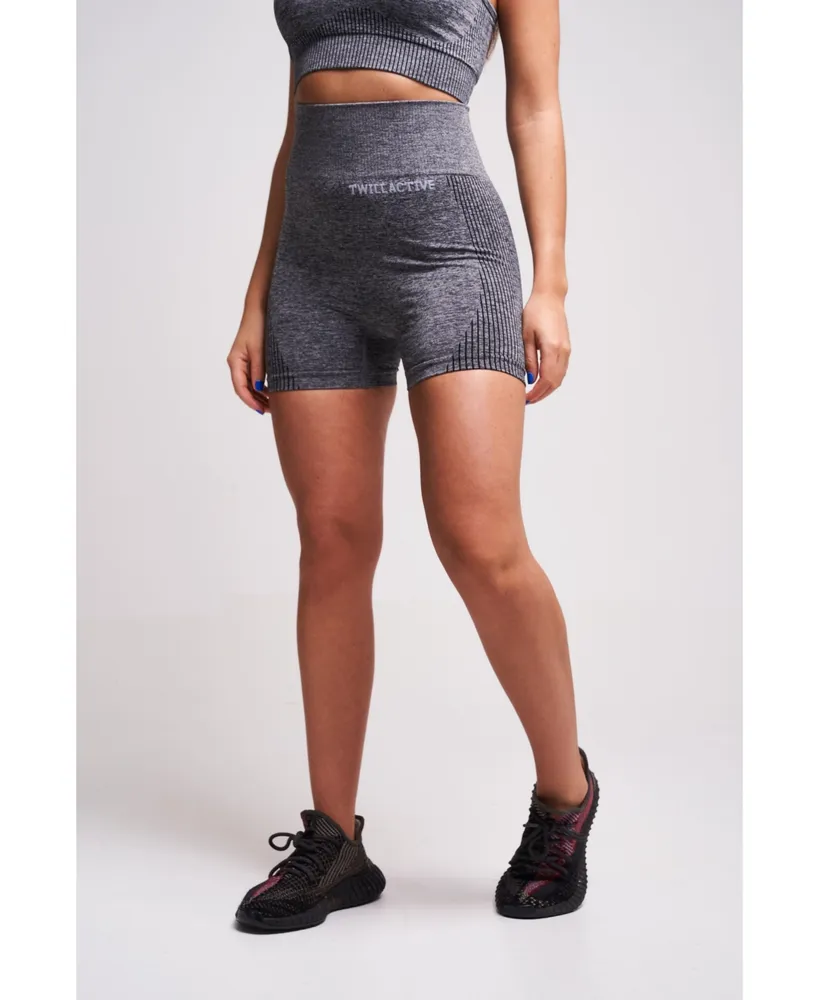 Twill Active Women's Prunella Recycled Ruched Bum Shorts - Grey Marl