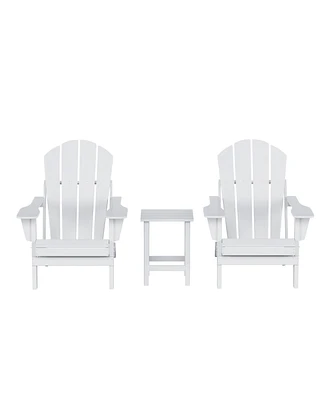WestinTrends 3 Piece Set Outdoor Folding Adirondack Chairs with Side Table