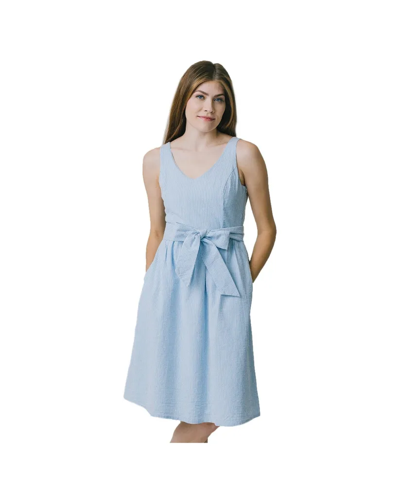 Hope & Henry Women's A-Line Dress with Waist Sash