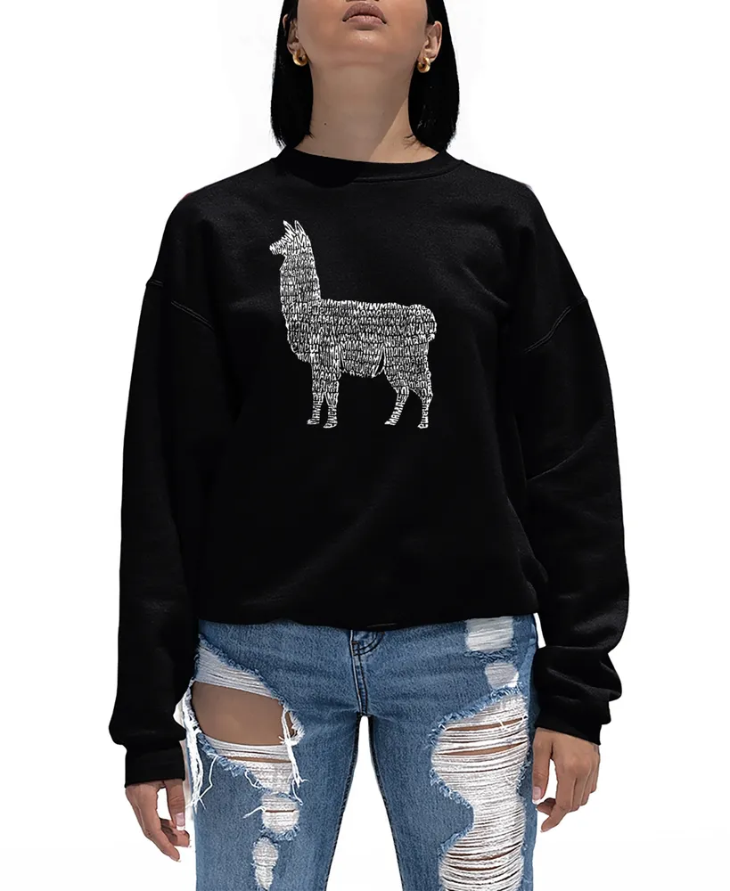 La Pop Art Women's Llama Mama Word Crewneck Sweatshirt