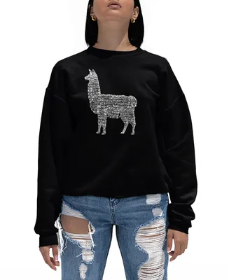 La Pop Art Women's Llama Mama Word Crewneck Sweatshirt