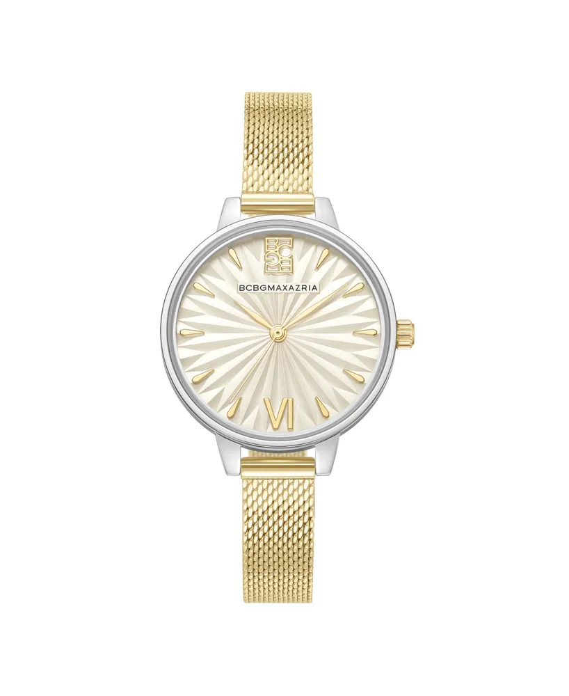 Bcbgmaxazria Women's Classic Gold-Tone Stainless Steel Mesh Watch 32mm