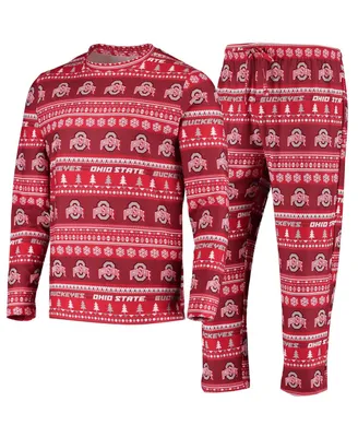 Men's Concepts Sport Scarlet Ohio State Buckeyes Ugly Sweater Knit Long Sleeve Top and Pant Set