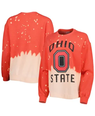 Women's Gameday Couture Scarlet Ohio State Buckeyes Twice As Nice Faded Dip-Dye Pullover Sweatshirt