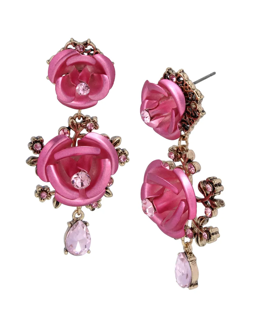 Betsey Johnson Rose Drop Earrings