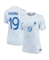 Women's Nike Karim Benzema White France National Team 2022/23 Away Breathe Stadium Replica Player Jersey