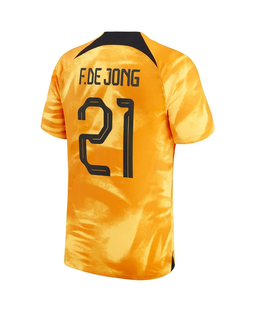Men's Nike Frenkie de Jong Orange Netherlands National Team 2022/23 Home Breathe Stadium Replica Player Jersey