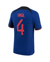 Men's Nike Virgil Van Dijk Blue Netherlands National Team 2022/23 Away Vapor Match Authentic Player Jersey