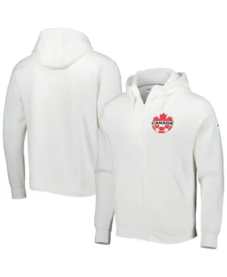 Men's Nike White Canada Soccer Club Fleece Full-Zip Hoodie