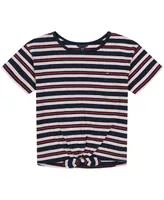 Tommy Hilfiger Big Girls Signature Stripe Tie-Front T-shirt