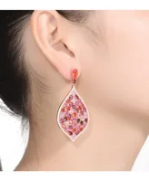 Genevive Sterling Silver with Rose Gold Plated and Cubic Zirconia Drop Earrings