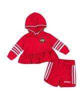 Girls Infant Colosseum Scarlet Ohio State Buckeyes Spoonful Full-Zip Hoodie Shorts Set