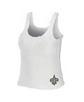 Women's Wear by Erin Andrews Cream New Orleans Saints Cozy Scoop Neck Tank Top Pants Sleep Set