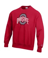 Men's Champion Scarlet Ohio State Buckeyes Vault Logo Reverse Weave Pullover Sweatshirt