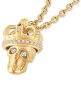 Philipp Plein Gold-Tone Ip Stainless Steel 3D Crowned $kull Cable Chain 29-1/2" Pendant Necklace